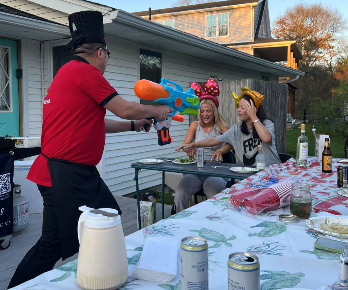 Hibachi chef cooking at Boston home event