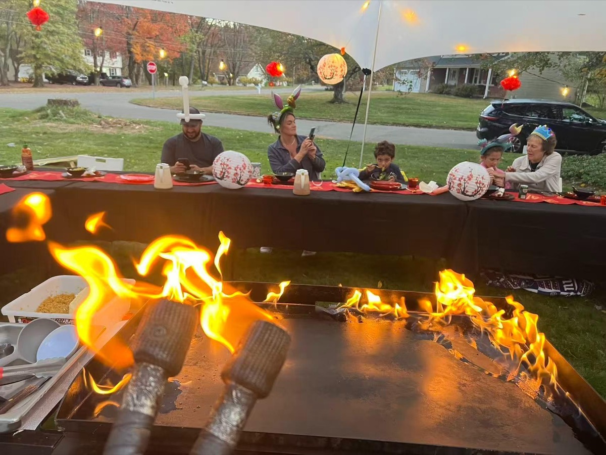 Outdoor hibachi at private event